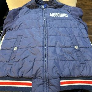 Moschino kids jacket, size 8, navy with red and white details